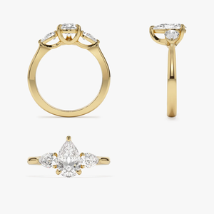 Premium 1.5 carat Women's Yellow Gold Pear Cut Diamond Engagement <b>Ring</b> Classic Style Natural Diamond Jewelry - Product Image 2