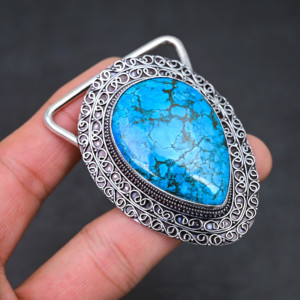 Venta al por mayor de cabujones de turquesa azul natural, turquesa Kingman, piedra preciosa para joyería femenina - Product Image 2