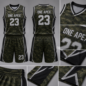 Ensemble Maillot et Short de Basketball Camouflage Numérique Personnalisé pour Hommes – Respirant, Séchage Rapide, Tenue de Sport d'Équipe – Vente en Gros OEM ODM Professionnel - Product Image 6
