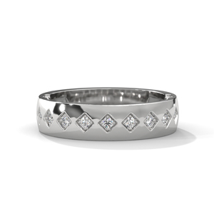 White Gold Diamond Band <b>Ring</b> Round Brilliant Cut Prong <b>Set</b> Wedding Anniversary Jewelry - Product Image 1