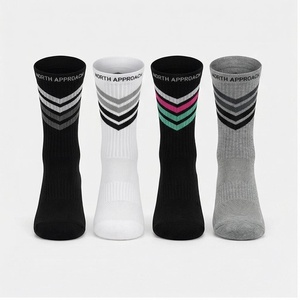 NORTH APPROACH Crew <b>Socks</b> Striped Breathable <b>Running</b> <b>Socks</b> for Adults Summer Season - Product Image 1