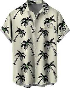 Camisa Hawaiana con Estampado de Palmeras para Hombre, Manga Corta, Casual, con Botones, para la Playa, Vacaciones de Verano, Ligera - Product Image 1