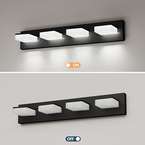 Lampada da Bagno a LED Moderna in Acrilico Nero Opaco, 4 Luci, 25 Pollici, Illuminazione da Parete M - Product Image 6
