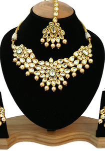 Collier choker indien classique pour femme, pour mariage, fiançailles, anniversaire, fête, vert, cristal traditionnel, Kundan, fausse perle, alliage d'or, cadeau - Product Image 2