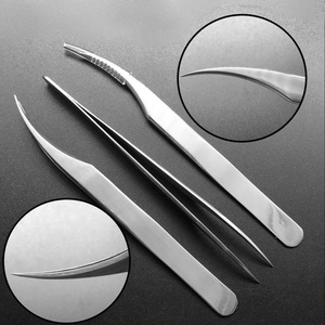 Juego de Pinzas para Extensión de Pestañas RMI 2 Different Point Silver Shin, Acero Inoxidable, Agarre Liso, Duraderas, Punta Lisa de 10 mm de Longitud - Product Image 4