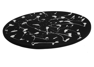 Black Round <b>Plastic</b> Chopping <b>Block</b> Cutting Board Dishwasher Safe Large Kitchen Prep Plate with Wood Handle - Product Image 3