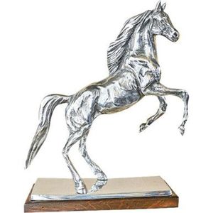 Statue de cheval classique en aluminium moulé pour table, pour un style intérieur intemporel, avec une construction robuste et une finition métallique brillante - Product Image 1