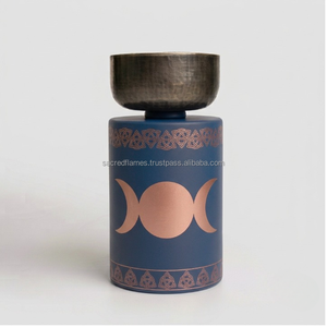 Quemador de Incienso Triple Luna Hecho a Mano, Calentador de Aceite Aromático Celta Triquetra para Velas de Té, Incensario Azul para Bakhoor al por Mayor - Product Image 5