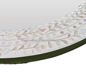 Espejo de pared con patrón floral moderno hecho a mano con incrustaciones de nácar para decoración de hogar y oficina - Product Image 6