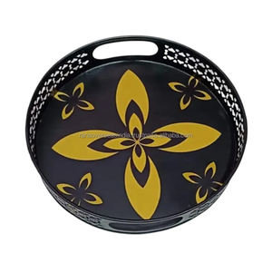 Plateau en métal enduit d'émail de qualité supérieure avec poignées découpées, idéal pour la cuisine à domicile et la décoration de table basse aux meilleurs tarifs - Product Image 3