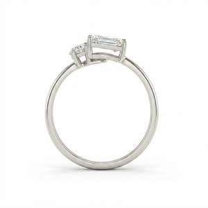 Magnificent 2.00 CT Oval & Emerald Lab Grown <b>Diamond</b> <b>rings</b> in PT950 Platinum for Women - Product Image 3