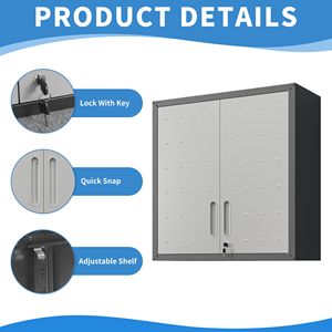 Armadio Metallico da Parete per Attrezzi con Porta con Serratura e 1 Ripiano per Garage, Magazzino o Ufficio - Montaggio Richiesto - Product Image 3