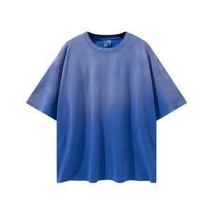 T-shirt pour homme 100% coton, effet délavé, coupe ample, imprimé, épaules tombantes, logo personnalisé, prix abordable - Product Image 4