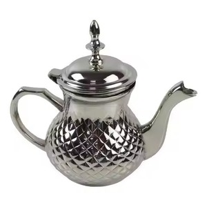 Silver Round Turkish Coffee Pot With Lid Oriental Design Metal <b>Tea</b> Infuser Coffee & <b>Tea</b> Tool - Product Image 4