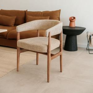 Silla de Comedor Minimalista de Madera de Teca Sólida con Asiento Tapizado para Restaurante, Cafetería y Comedor - Product Image 2