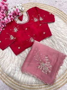 Sari en satin Fendy au design exclusif, avec chemisier élégant, style ethnique chic et tendance, dernière collection indienne, tenue de soirée modeste pour femmes et jeunes filles - Product Image 2