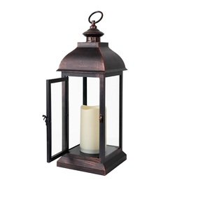 Bronze Finished Fantastic Design Metal <b>Lantern</b> Rectangle Shape <b>Lantern</b> with Handle <b>Candle</b> <b>Lanterns</b> for Outdoor & Home Decoration - Product Image 1