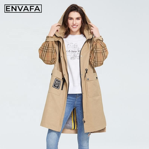 Custom Windbreaker Jackets Factory Direct Fashion Women Lightweight Windproof Jacket Khaki <b>Trench</b> Coats - Product Image 2