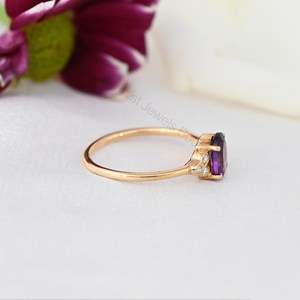 Natural Amethyst Diamond <b>Ring</b> <b>14K</b> Solid <b>Gold</b> Fine Jewelry OEM ODM Wholesale Supplier - Product Image 3