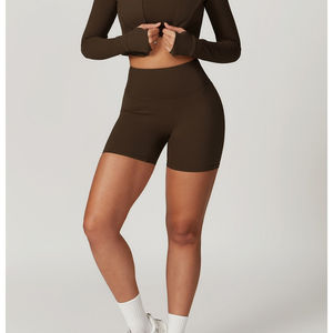 Ensemble de tenue de sport personnalisé avec logo, comprenant des vestes zippées extensibles avec trous pour les pouces, des leggings taille haute à effet ventre plat et un soutien-gorge dos nu, 3 pièces pour le yoga - Product Image 3