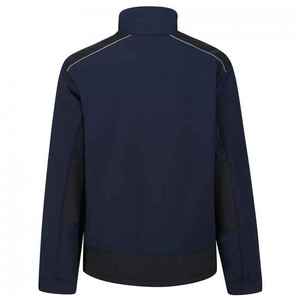 <b>Men's</b> <b>Navy</b> Blue <b>Fleece</b> Jacket Stand Collar Zipper Closure Windproof Casual Autumn Wear Regular Fit Polyester Knitted Solid Color - Product Image 2