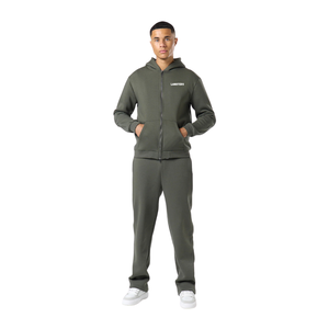 Mens Full <b>Zip</b> Hooded Winter Streetwear Tracksuit <b>Trousers</b> Regular Fit Cuffed Hem <b>Side</b> Pockets Casual Wholesale Custom Two Piece - Product Image 1