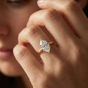 3CT Marquise Cut IGI Certified Lab Grown Diamond Engagement Ring for Women in 10K Yellow Gold Solitaire Ring - Product Image 3