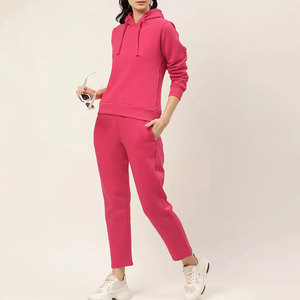 Ensemble de survêtement pour femme, couleur unie, à capuche, pantalon long, coupe décontractée, 100% coton respirant, vêtements d'automne - Product Image 4