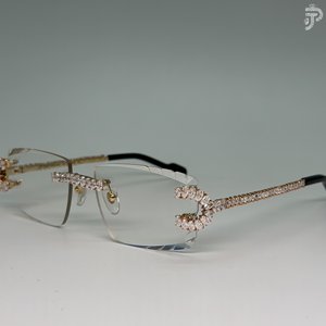 Oval Cut Luxury White Sunglasses <b>with</b> <b>Clear</b> <b>Lenses</b> Rhodium Plated VVS Moissanite Diamond Iced Out Hip Hop Designer Eyewear - Product Image 2