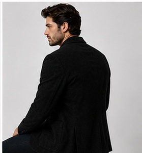 Chaqueta Blazer Gravs para Hombre, 100% Poliéster, Tejido de Velour, Cuello en V, Doble Botonadura, Resistente al Viento, Estilo Italiano, Casual y Formal, 140g, Liso - Product Image 3