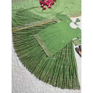 Ensemble de lehenga pour femmes de créateurs, pour les fêtes, avec un haut fantaisie, nouveau style - Product Image 3