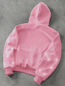 Sudadera con Capucha para Hombre, con Detalles de Pedrería Rosa, Talla Grande, 100% Algodón, Felpa Gruesa, Estilo Urbano, Color Personalizado, Venta al Por Mayor - Product Image 2
