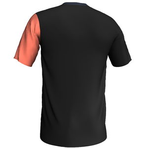 Jersey Asimétrico Negro Azabache y Coral con Cuello en V Color Carbón y Ribete Blanco Elegante en Contraste - Product Image 2