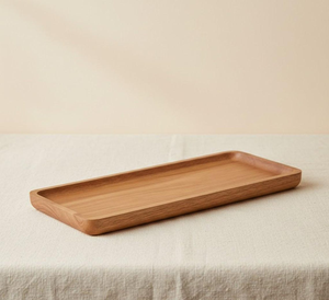 Elegante Bandeja de Servir Larga de Madera con Borde Liso, Plato Rectangular para Comida, Desayuno, Café, Aperitivos, Tabla de Exhibición para el Hogar y la Cena - Product Image 1