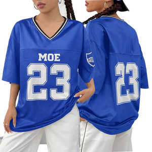 Jersey de Fútbol Americano Personalizado para Mujer, Estilo Urbano, Talla Grande, Cuello en V, Tejido Grueso de 260 g/m², Malla Personalizada, 100% Poliéster, Corte Cuadrado - Product Image 1
