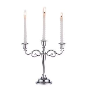 Candélabre élégant en métal argenté à 3 bras, porte-bougie de luxe, centre de table de mariage, support de bougie, décoration de table, éclairage d'intérieur - Product Image 1