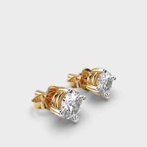 Pendientes de Diamantes Cultivados en Laboratorio con Certificación IGI, Corte Brillante Redondo, Oro Rosa/Amarillo/Blanco de 18K, Pendientes Solitarios de Diamantes con 4 Puntas - Product Image 3