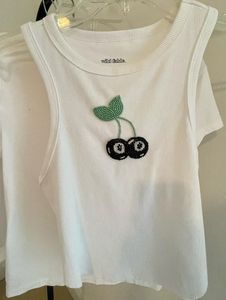 Alpha Phi Greek Letter <b>Beaded</b> Embroidery Cotton Tank <b>Top</b> For Women Sleeveless Summer Ribbed Vest Round Neck Casual Apparel Shirt - Product Image 5