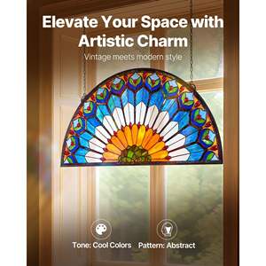 Per Tiffany stile 36X18 pollici vetrata appeso pannello finestra con catena elegante decorazione per la casa - Product Image 2