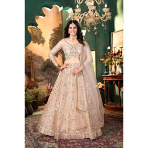 Lehenga Choli de soirée de créateur avec broderie, taille 2XL - Product Image 4
