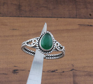 Classic Minimalist Natural Green Jade Bezel <b>Set</b> 925 Sterling Silver Adjustable Dainty Gemstone <b>Ring</b> <b>for</b> <b>Women</b> Certified Gift - Product Image 1
