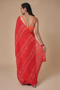 Pure Crepe Chiffon Bandhani <b>Saree</b> Traditional Handmade Indian Ethnic Wear for Women - Product Image 3