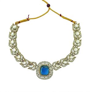 Conjunto de Collar y Pendientes de Circonio Chapado en Oro con Diseño Geométrico de Piedra Azul para Joyería de Boda para Mujer - Product Image 5