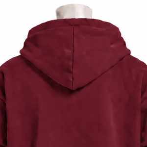 Sweat à capuche double couche bordeaux, coupe oversize, manches superposées, épaules tombantes, épais, style streetwear décontracté - Product Image 4