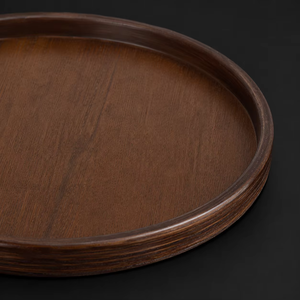 Rehman Craft <b>Dark</b> Brown Wooden Tea Serving Tray Raised Rim Brushed <b>Wood</b> Grain Finish Tea Ceremony Coffee Table <b>Desk</b> Decor Single - Product Image 3