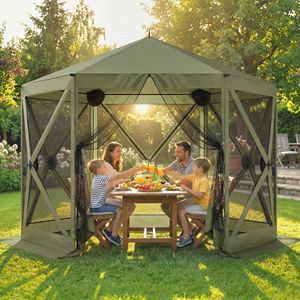 Gazebo Portatile 3x3,3 m Verde Scuro con Zanzariera e Borsa per il Trasporto, Tenda Istantanea per Campeggio con Rete Protettiva - Product Image 2