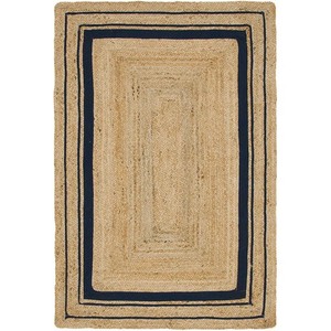 Tapis rectangulaire en jute, couleur unie, tissage plat, écologique, style ferme, pour salon, nettoyage facile, épaisseur fine - Product Image 3