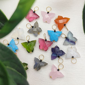 Colgante de mariposa con piedra preciosa de cuarzo rosa |   Dijes de Plata de Ley para la Fabricación de Joyería al por Mayor - Product Image 5