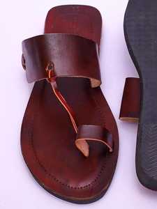 Sandalias y Chanclas de Cuero Genuino Negro para Mujer, Sandalias Marrones con Diseño Plano Moderno, Impresión Digital, Artesanía MS - Product Image 2