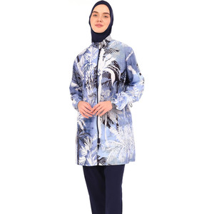 Custom Muslim Swimwear Women <b>Modest</b> Full Coverage High Cut Burkini Swimsuit Front Print 2-piece <b>Set</b> Breathable Quick Dry - Product Image 1
